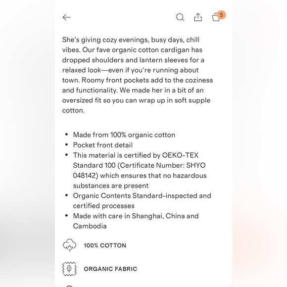 Quince Brown Cotton Oversized Cardigan - Picture 12 of 13